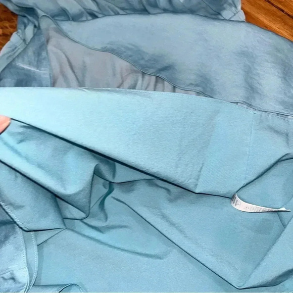 The Impeccable Pig v-neck, sleeveless, teal, ruffled tiered, mini dress - Picture 9 of 12